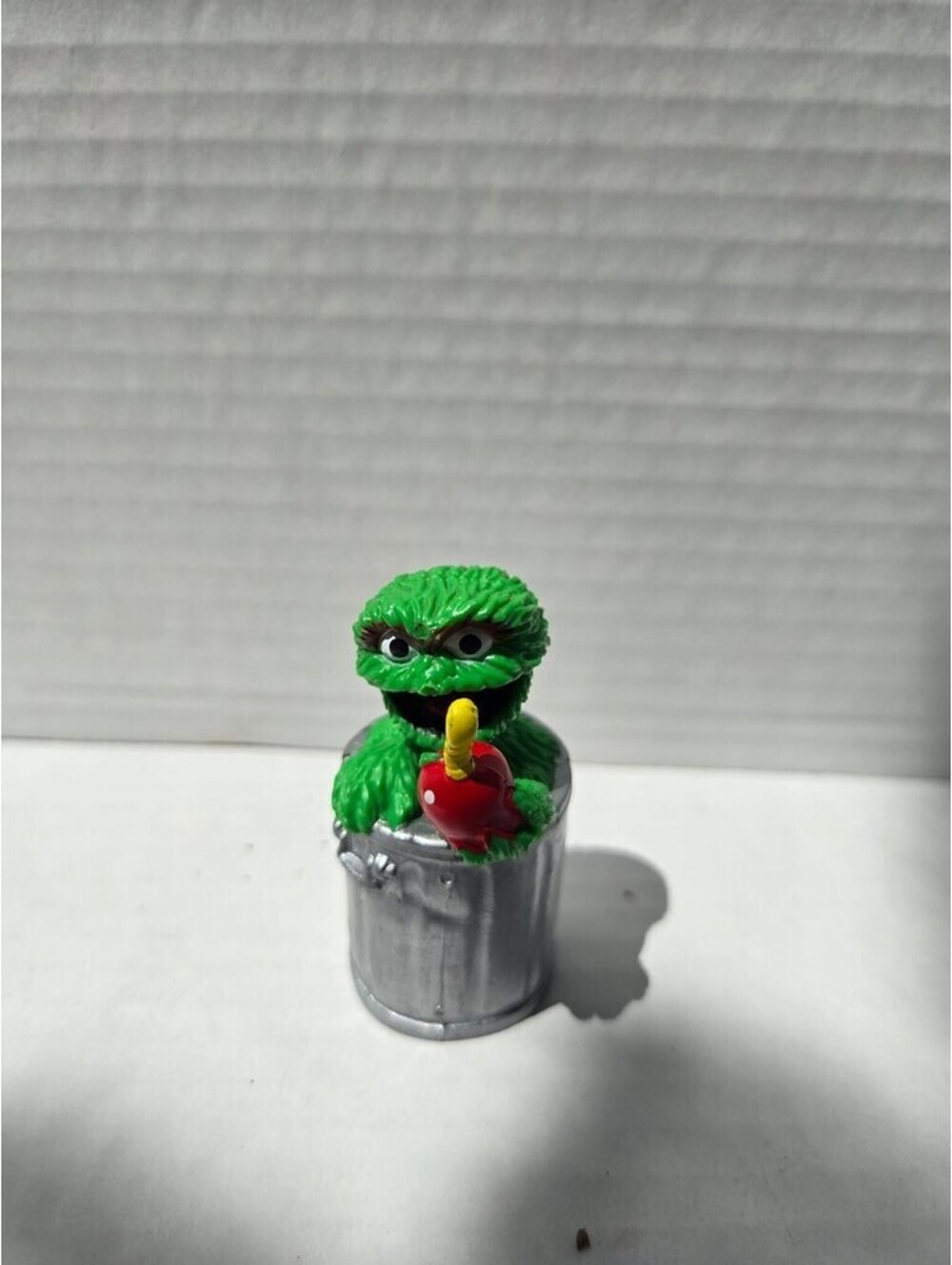 Sesame Street Oscar the Grouch Figurine in Trash Can